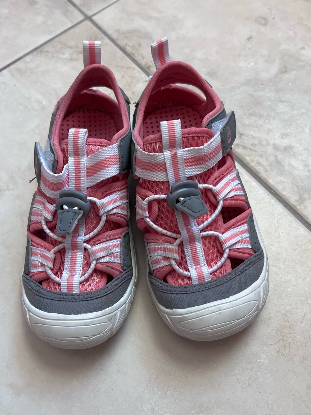 Girls Pink Gray Sport Sandals Closed Toe Water Shoes Size 11